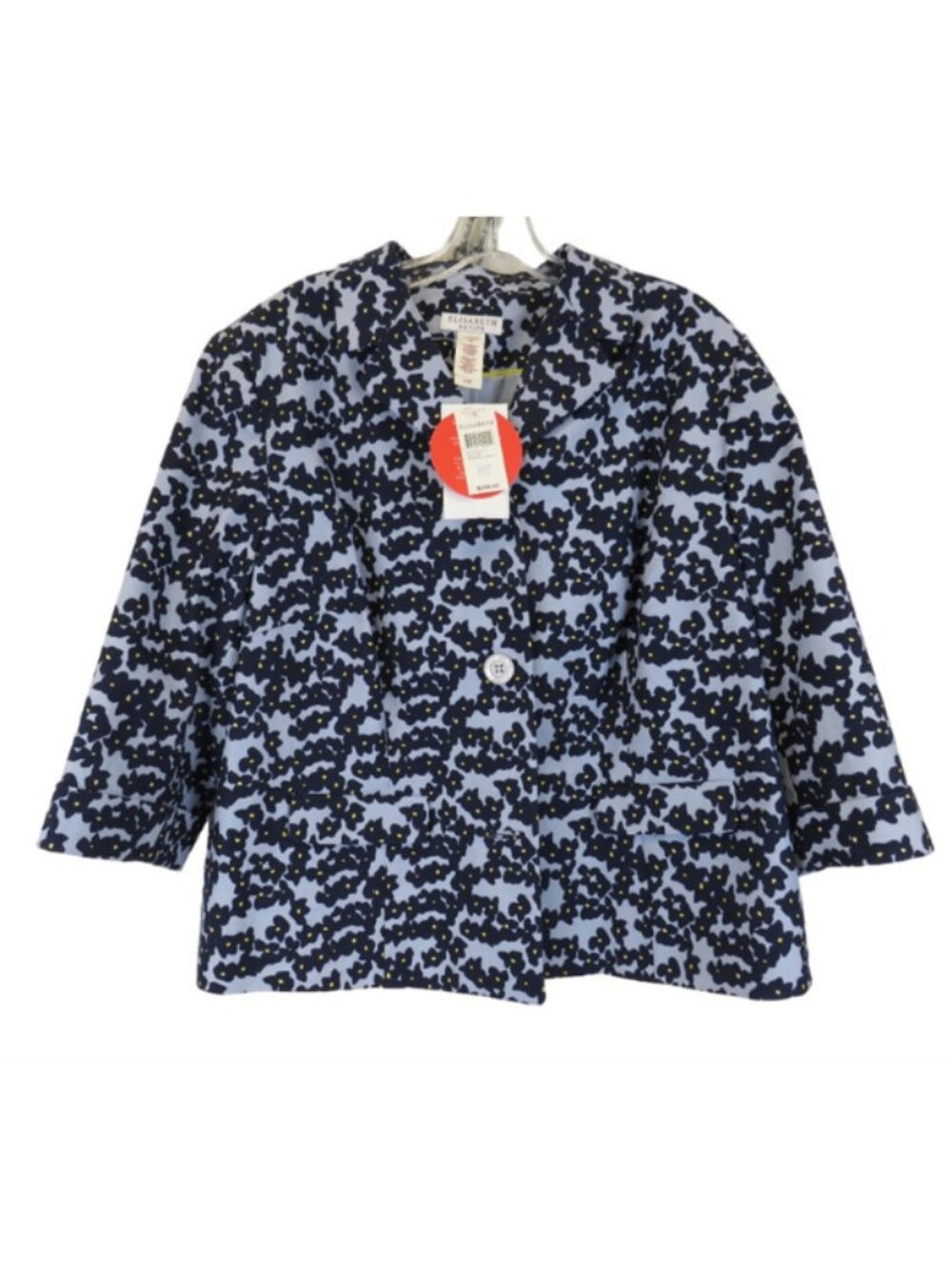 Elisabeth Petite NWT Sky Blue/Navy Floral AMERICAN GETAWAY Jacket, Size 20P